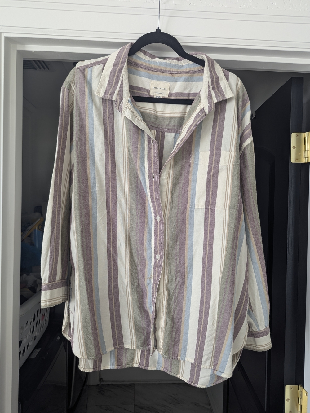 Men's Striped Button-Up Shirt - Multi Pastel